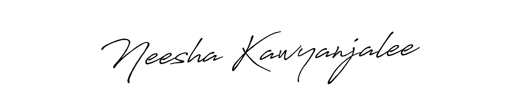 How to make Neesha Kawyanjalee name signature. Use Antro_Vectra_Bolder style for creating short signs online. This is the latest handwritten sign. Neesha Kawyanjalee signature style 7 images and pictures png