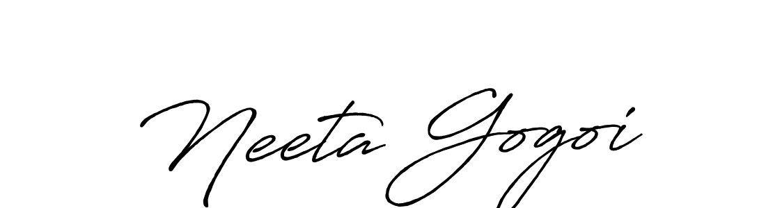 How to make Neeta Gogoi name signature. Use Antro_Vectra_Bolder style for creating short signs online. This is the latest handwritten sign. Neeta Gogoi signature style 7 images and pictures png