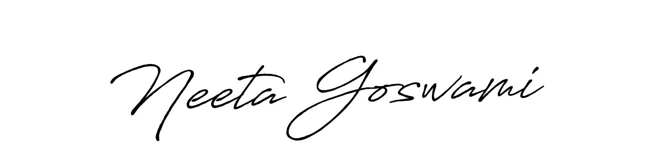 How to make Neeta Goswami name signature. Use Antro_Vectra_Bolder style for creating short signs online. This is the latest handwritten sign. Neeta Goswami signature style 7 images and pictures png