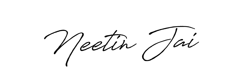 How to make Neetin Jai name signature. Use Antro_Vectra_Bolder style for creating short signs online. This is the latest handwritten sign. Neetin Jai signature style 7 images and pictures png