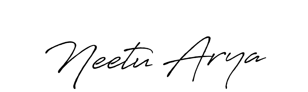 How to make Neetu Arya name signature. Use Antro_Vectra_Bolder style for creating short signs online. This is the latest handwritten sign. Neetu Arya signature style 7 images and pictures png