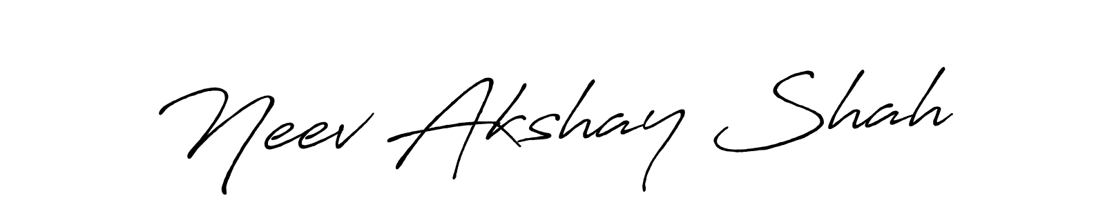 This is the best signature style for the Neev Akshay Shah name. Also you like these signature font (Antro_Vectra_Bolder). Mix name signature. Neev Akshay Shah signature style 7 images and pictures png