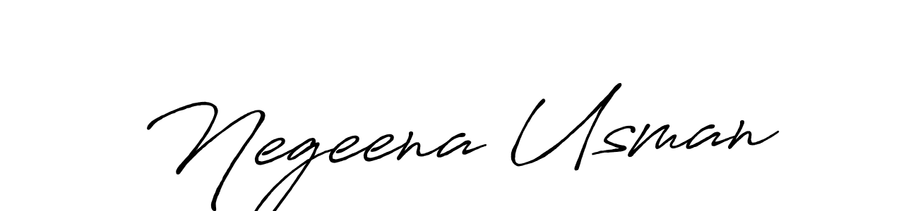 How to make Negeena Usman name signature. Use Antro_Vectra_Bolder style for creating short signs online. This is the latest handwritten sign. Negeena Usman signature style 7 images and pictures png