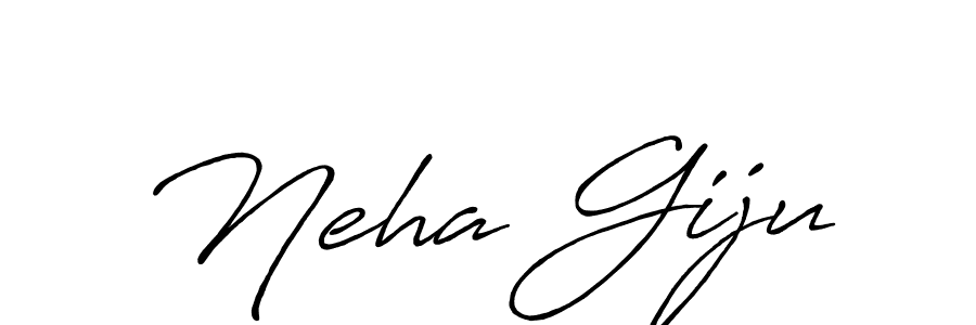 The best way (Antro_Vectra_Bolder) to make a short signature is to pick only two or three words in your name. The name Neha Giju include a total of six letters. For converting this name. Neha Giju signature style 7 images and pictures png