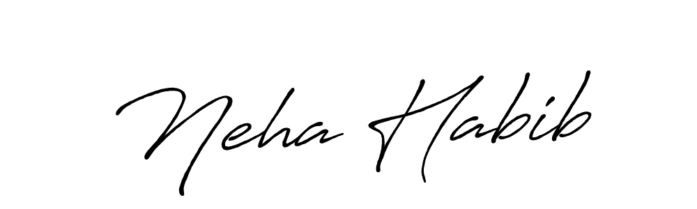 Antro_Vectra_Bolder is a professional signature style that is perfect for those who want to add a touch of class to their signature. It is also a great choice for those who want to make their signature more unique. Get Neha Habib name to fancy signature for free. Neha Habib signature style 7 images and pictures png