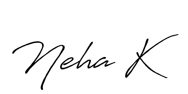Neha K stylish signature style. Best Handwritten Sign (Antro_Vectra_Bolder) for my name. Handwritten Signature Collection Ideas for my name Neha K. Neha K signature style 7 images and pictures png