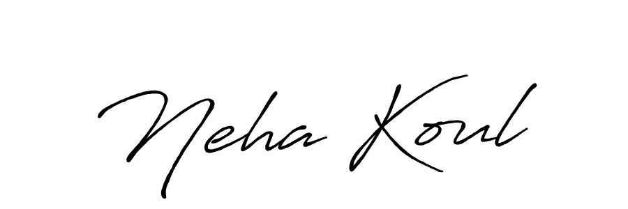 Antro_Vectra_Bolder is a professional signature style that is perfect for those who want to add a touch of class to their signature. It is also a great choice for those who want to make their signature more unique. Get Neha Koul name to fancy signature for free. Neha Koul signature style 7 images and pictures png