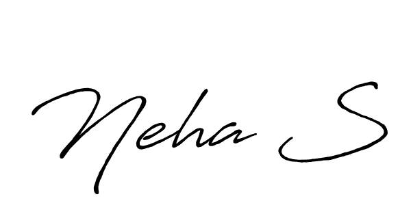 The best way (Antro_Vectra_Bolder) to make a short signature is to pick only two or three words in your name. The name Neha S include a total of six letters. For converting this name. Neha S signature style 7 images and pictures png