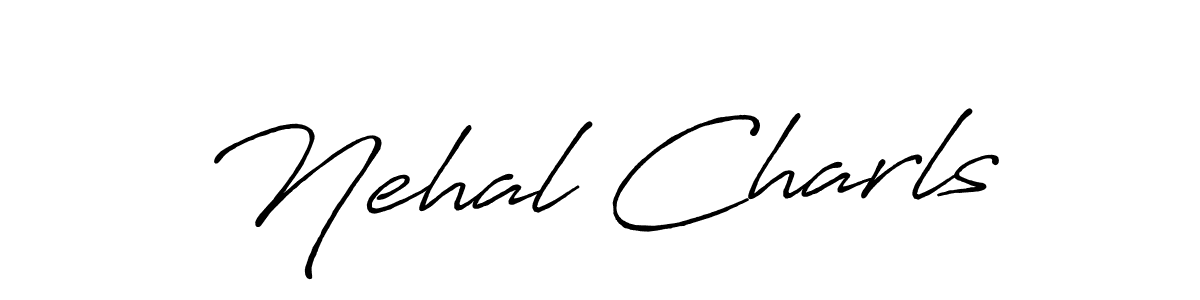 Nehal Charls stylish signature style. Best Handwritten Sign (Antro_Vectra_Bolder) for my name. Handwritten Signature Collection Ideas for my name Nehal Charls. Nehal Charls signature style 7 images and pictures png