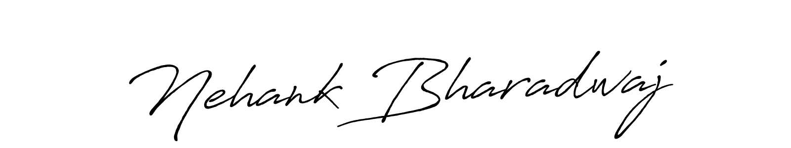 This is the best signature style for the Nehank Bharadwaj name. Also you like these signature font (Antro_Vectra_Bolder). Mix name signature. Nehank Bharadwaj signature style 7 images and pictures png