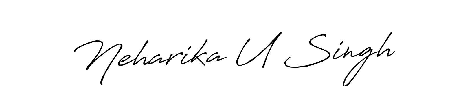 Similarly Antro_Vectra_Bolder is the best handwritten signature design. Signature creator online .You can use it as an online autograph creator for name Neharika U Singh. Neharika U Singh signature style 7 images and pictures png