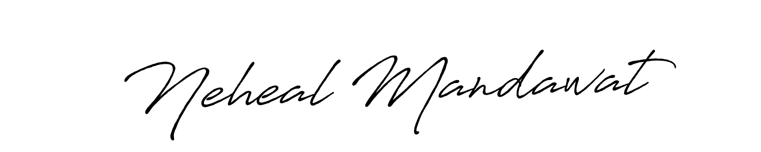 How to make Neheal Mandawat name signature. Use Antro_Vectra_Bolder style for creating short signs online. This is the latest handwritten sign. Neheal Mandawat signature style 7 images and pictures png