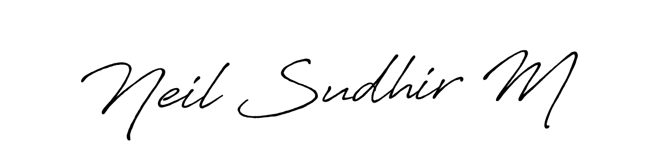 Also we have Neil Sudhir M name is the best signature style. Create professional handwritten signature collection using Antro_Vectra_Bolder autograph style. Neil Sudhir M signature style 7 images and pictures png