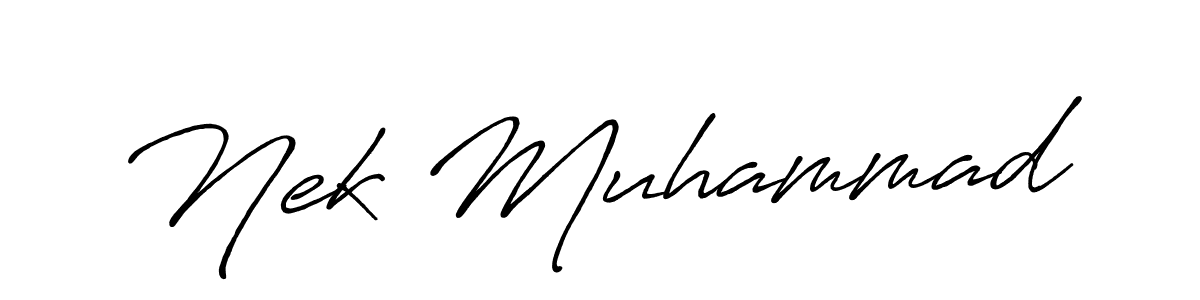 Also You can easily find your signature by using the search form. We will create Nek Muhammad name handwritten signature images for you free of cost using Antro_Vectra_Bolder sign style. Nek Muhammad signature style 7 images and pictures png