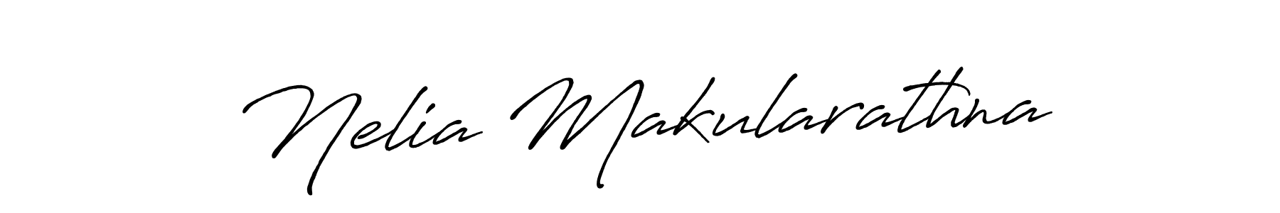 Make a beautiful signature design for name Nelia Makularathna. With this signature (Antro_Vectra_Bolder) style, you can create a handwritten signature for free. Nelia Makularathna signature style 7 images and pictures png