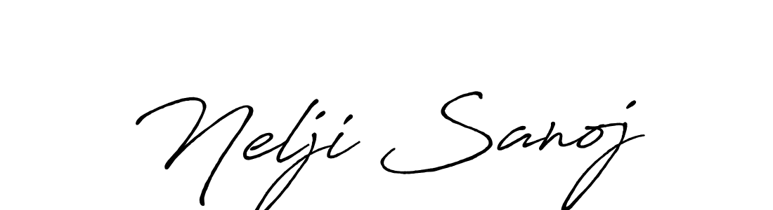 Make a beautiful signature design for name Nelji Sanoj. With this signature (Antro_Vectra_Bolder) style, you can create a handwritten signature for free. Nelji Sanoj signature style 7 images and pictures png