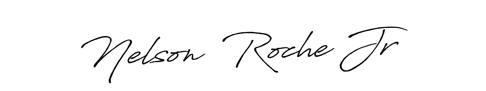 How to make Nelson  Roche Jr name signature. Use Antro_Vectra_Bolder style for creating short signs online. This is the latest handwritten sign. Nelson  Roche Jr signature style 7 images and pictures png
