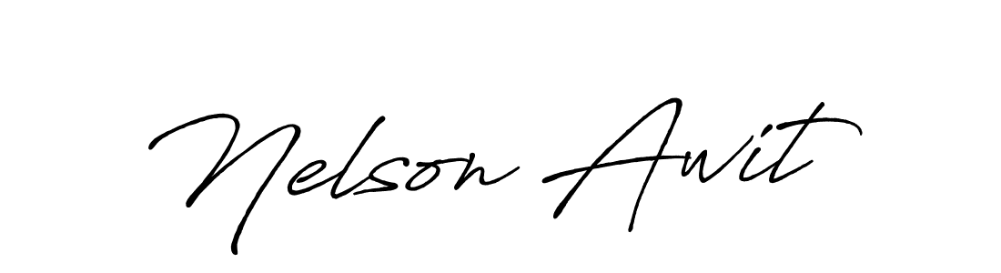 Use a signature maker to create a handwritten signature online. With this signature software, you can design (Antro_Vectra_Bolder) your own signature for name Nelson Awit. Nelson Awit signature style 7 images and pictures png