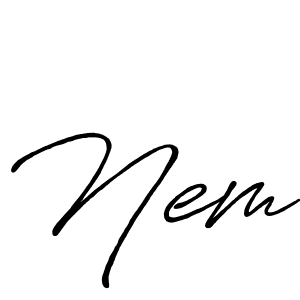 Create a beautiful signature design for name Nem. With this signature (Antro_Vectra_Bolder) fonts, you can make a handwritten signature for free. Nem signature style 7 images and pictures png