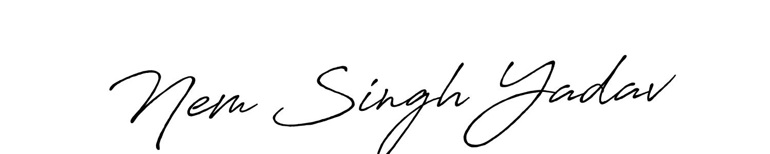 if you are searching for the best signature style for your name Nem Singh Yadav. so please give up your signature search. here we have designed multiple signature styles  using Antro_Vectra_Bolder. Nem Singh Yadav signature style 7 images and pictures png