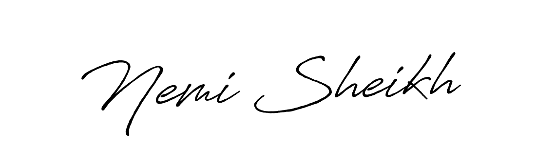 Use a signature maker to create a handwritten signature online. With this signature software, you can design (Antro_Vectra_Bolder) your own signature for name Nemi Sheikh. Nemi Sheikh signature style 7 images and pictures png