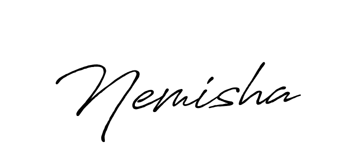 Use a signature maker to create a handwritten signature online. With this signature software, you can design (Antro_Vectra_Bolder) your own signature for name Nemisha. Nemisha signature style 7 images and pictures png