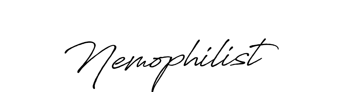 How to make Nemophilist signature? Antro_Vectra_Bolder is a professional autograph style. Create handwritten signature for Nemophilist name. Nemophilist signature style 7 images and pictures png