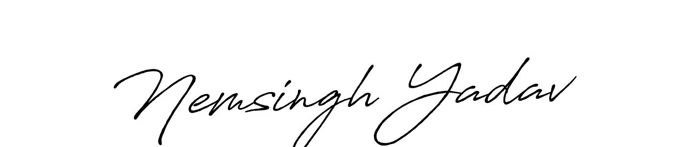 How to make Nemsingh Yadav name signature. Use Antro_Vectra_Bolder style for creating short signs online. This is the latest handwritten sign. Nemsingh Yadav signature style 7 images and pictures png