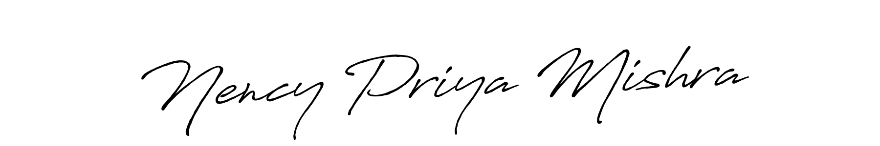 How to make Nency Priya Mishra signature? Antro_Vectra_Bolder is a professional autograph style. Create handwritten signature for Nency Priya Mishra name. Nency Priya Mishra signature style 7 images and pictures png