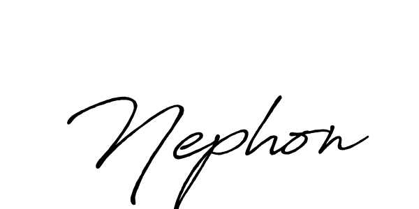 Use a signature maker to create a handwritten signature online. With this signature software, you can design (Antro_Vectra_Bolder) your own signature for name Nephon. Nephon signature style 7 images and pictures png