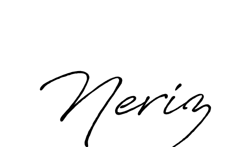 Use a signature maker to create a handwritten signature online. With this signature software, you can design (Antro_Vectra_Bolder) your own signature for name Neriz. Neriz signature style 7 images and pictures png