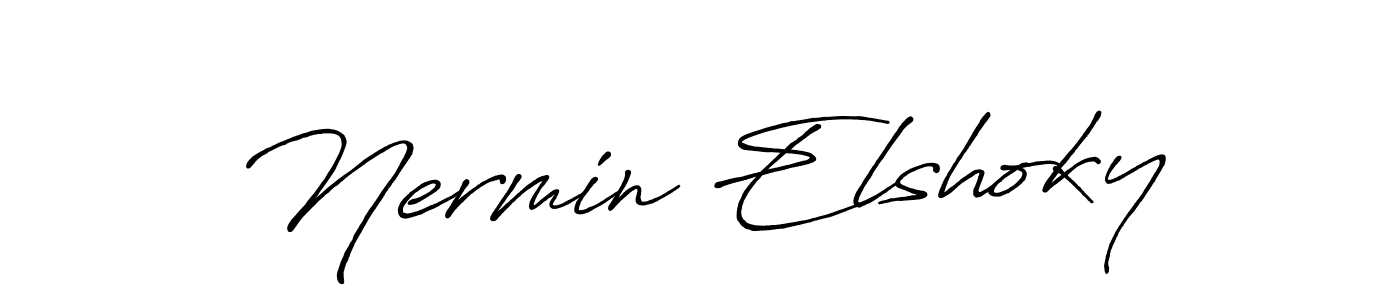 Nermin Elshoky stylish signature style. Best Handwritten Sign (Antro_Vectra_Bolder) for my name. Handwritten Signature Collection Ideas for my name Nermin Elshoky. Nermin Elshoky signature style 7 images and pictures png