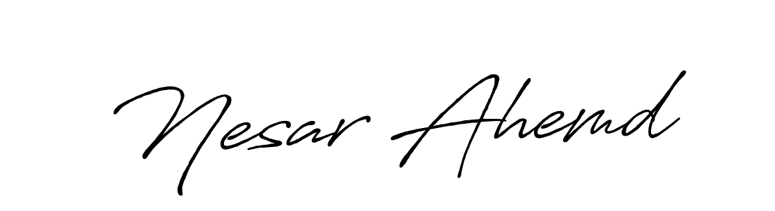 Antro_Vectra_Bolder is a professional signature style that is perfect for those who want to add a touch of class to their signature. It is also a great choice for those who want to make their signature more unique. Get Nesar Ahemd name to fancy signature for free. Nesar Ahemd signature style 7 images and pictures png