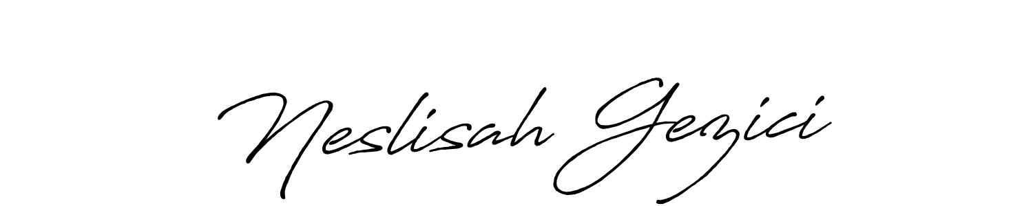 Make a beautiful signature design for name Neslisah Gezici. With this signature (Antro_Vectra_Bolder) style, you can create a handwritten signature for free. Neslisah Gezici signature style 7 images and pictures png