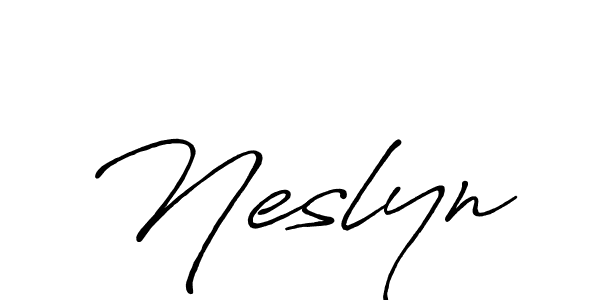 Design your own signature with our free online signature maker. With this signature software, you can create a handwritten (Antro_Vectra_Bolder) signature for name Neslyn. Neslyn signature style 7 images and pictures png