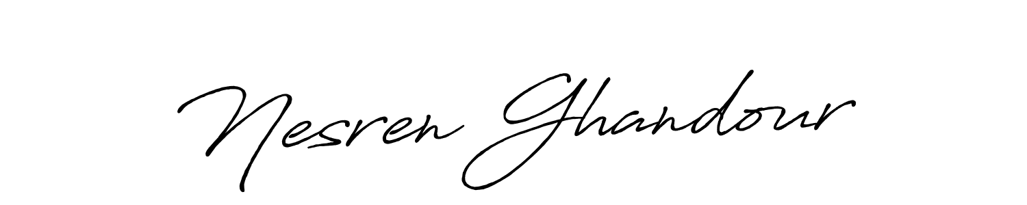You should practise on your own different ways (Antro_Vectra_Bolder) to write your name (Nesren Ghandour) in signature. don't let someone else do it for you. Nesren Ghandour signature style 7 images and pictures png
