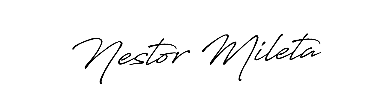 Make a beautiful signature design for name Nestor Mileta. With this signature (Antro_Vectra_Bolder) style, you can create a handwritten signature for free. Nestor Mileta signature style 7 images and pictures png