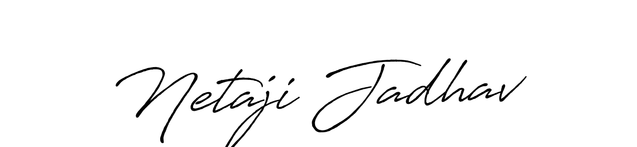 How to make Netaji Jadhav name signature. Use Antro_Vectra_Bolder style for creating short signs online. This is the latest handwritten sign. Netaji Jadhav signature style 7 images and pictures png
