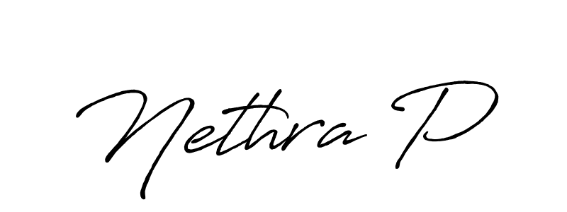 Also You can easily find your signature by using the search form. We will create Nethra P name handwritten signature images for you free of cost using Antro_Vectra_Bolder sign style. Nethra P signature style 7 images and pictures png