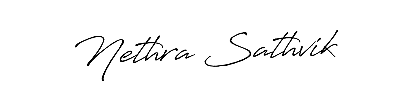 You should practise on your own different ways (Antro_Vectra_Bolder) to write your name (Nethra Sathvik) in signature. don't let someone else do it for you. Nethra Sathvik signature style 7 images and pictures png