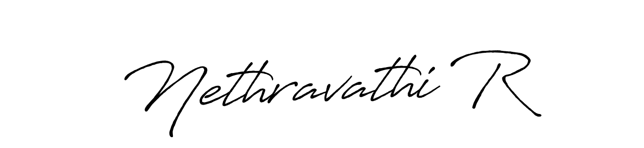 Make a beautiful signature design for name Nethravathi R. With this signature (Antro_Vectra_Bolder) style, you can create a handwritten signature for free. Nethravathi R signature style 7 images and pictures png