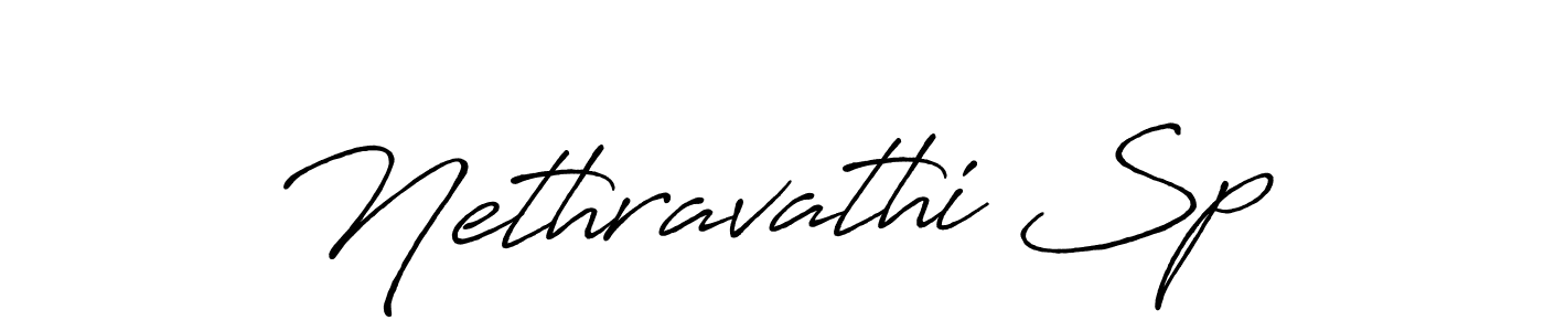 Create a beautiful signature design for name Nethravathi Sp. With this signature (Antro_Vectra_Bolder) fonts, you can make a handwritten signature for free. Nethravathi Sp signature style 7 images and pictures png