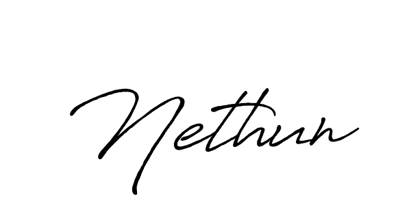 Use a signature maker to create a handwritten signature online. With this signature software, you can design (Antro_Vectra_Bolder) your own signature for name Nethun. Nethun signature style 7 images and pictures png