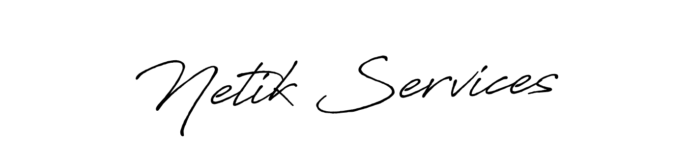 How to make Netik Services name signature. Use Antro_Vectra_Bolder style for creating short signs online. This is the latest handwritten sign. Netik Services signature style 7 images and pictures png