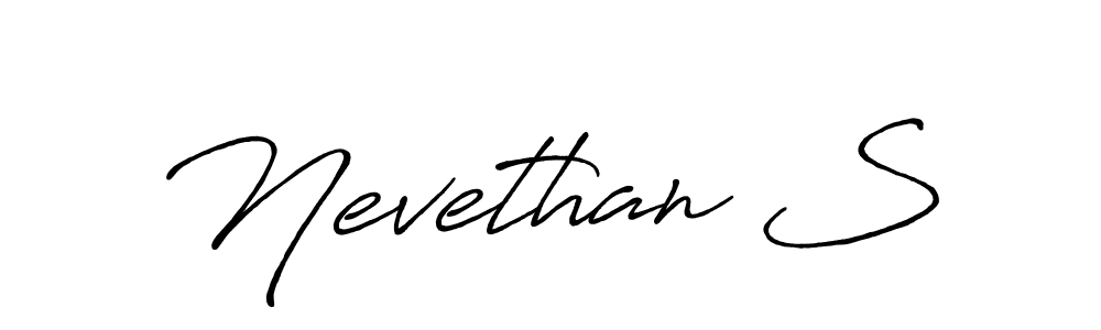 Create a beautiful signature design for name Nevethan S. With this signature (Antro_Vectra_Bolder) fonts, you can make a handwritten signature for free. Nevethan S signature style 7 images and pictures png