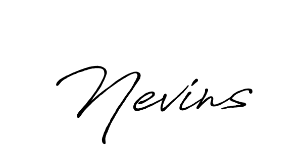 Make a beautiful signature design for name Nevins. With this signature (Antro_Vectra_Bolder) style, you can create a handwritten signature for free. Nevins signature style 7 images and pictures png