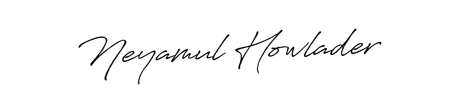 Create a beautiful signature design for name Neyamul Howlader. With this signature (Antro_Vectra_Bolder) fonts, you can make a handwritten signature for free. Neyamul Howlader signature style 7 images and pictures png