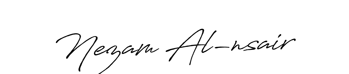 You should practise on your own different ways (Antro_Vectra_Bolder) to write your name (Nezam Al-nsair) in signature. don't let someone else do it for you. Nezam Al-nsair signature style 7 images and pictures png