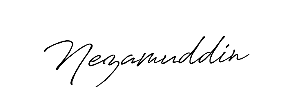 Also You can easily find your signature by using the search form. We will create Nezamuddin name handwritten signature images for you free of cost using Antro_Vectra_Bolder sign style. Nezamuddin signature style 7 images and pictures png