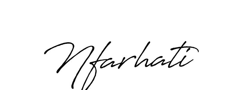 How to make Nfarhati name signature. Use Antro_Vectra_Bolder style for creating short signs online. This is the latest handwritten sign. Nfarhati signature style 7 images and pictures png